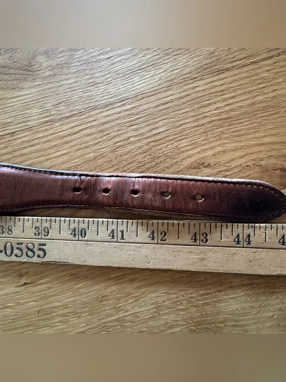 Vintage YRI Exeter NH Surcingle Belt Leather Brass Navy Green White Size 42